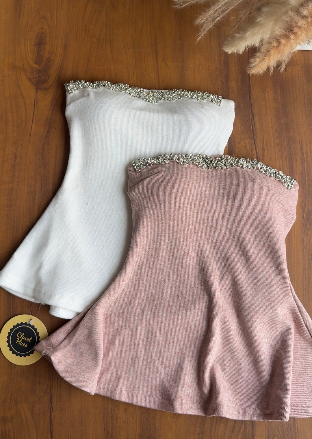 Caroline diamond studded padded tube top- Preorder