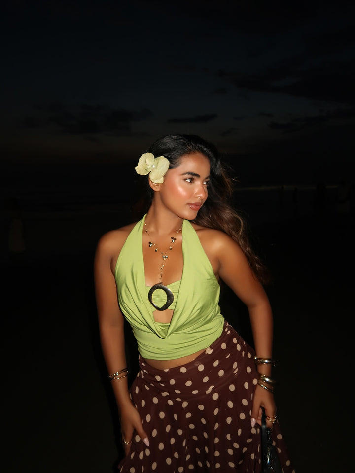 Dora halter neck crop top-Green Preorder