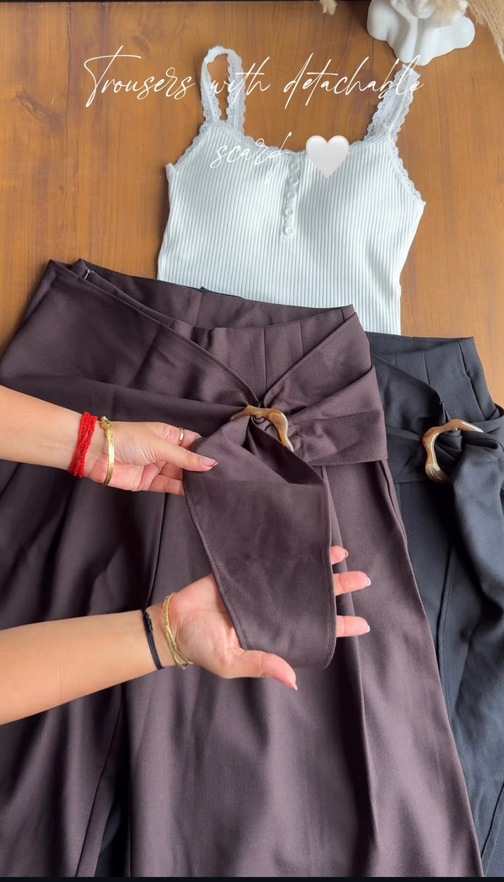 Onna high waist trousers with detachable scarf