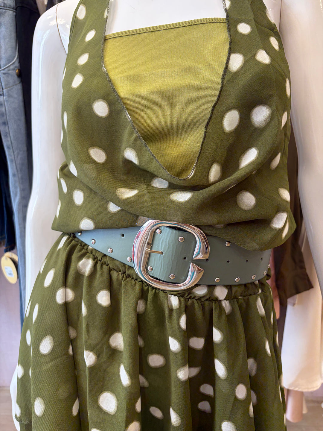 Lorelai polka dot dress with belt
