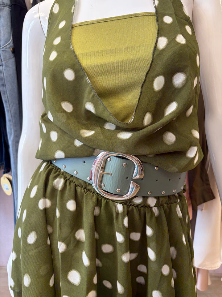 Lorelai polka dot dress with belt