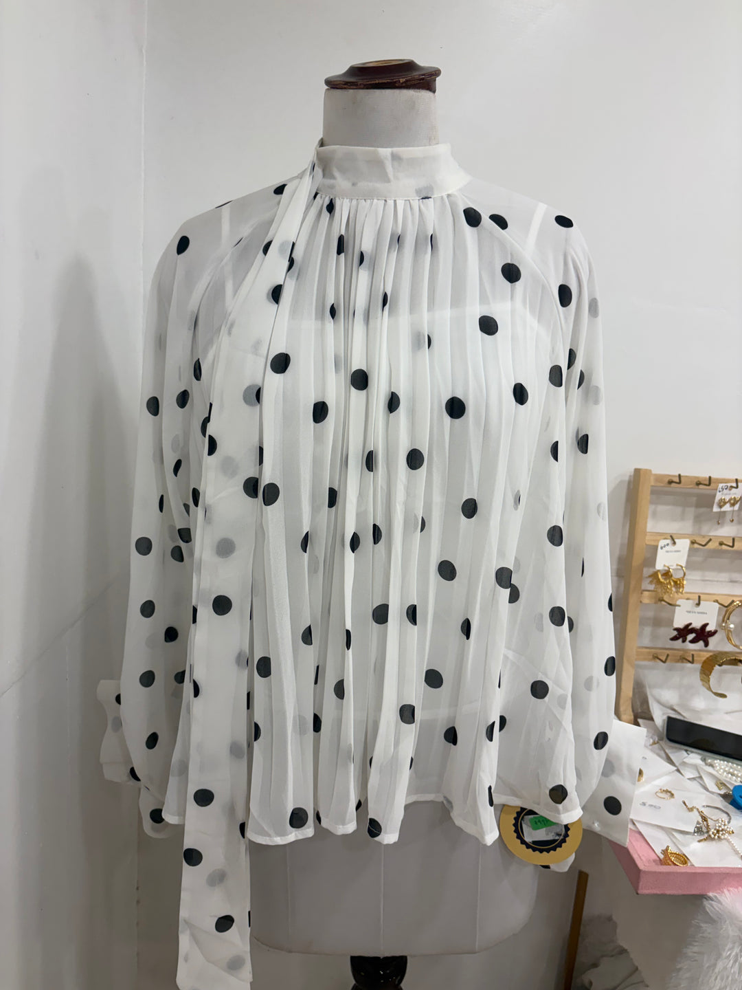 White polka dot two piece top