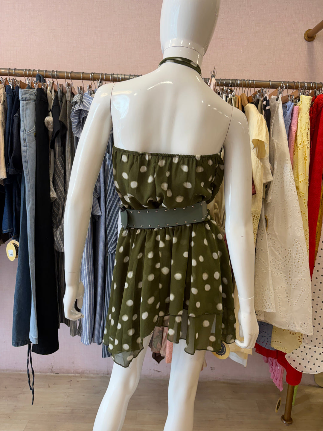 Lorelai polka dot dress with belt