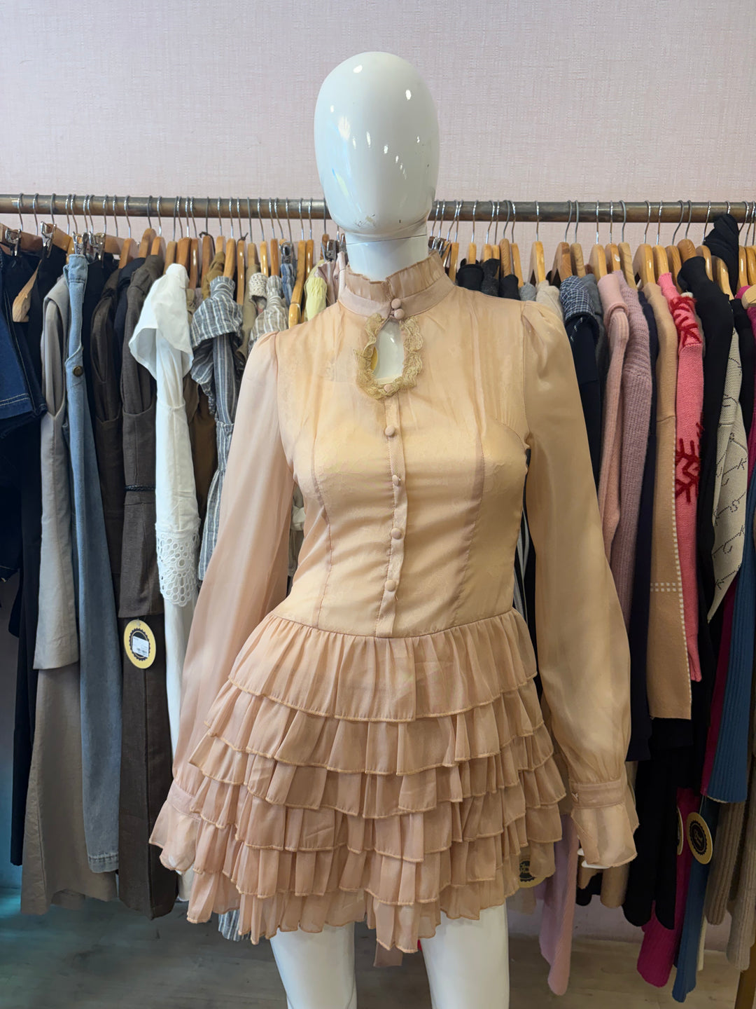 Full sleeves ruffle dress