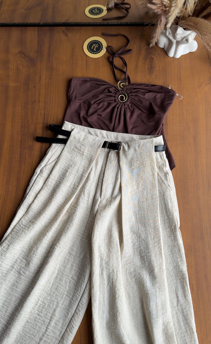 Tony linen pants with belt