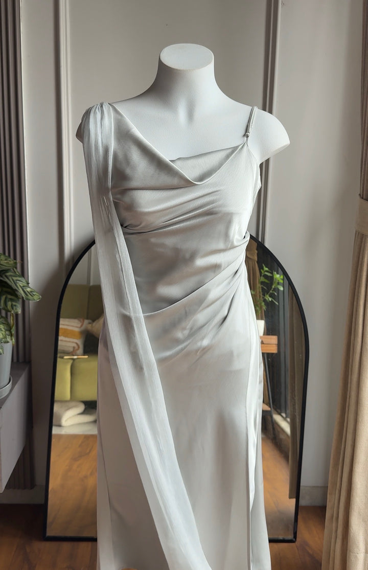Vanilla silk satin dress