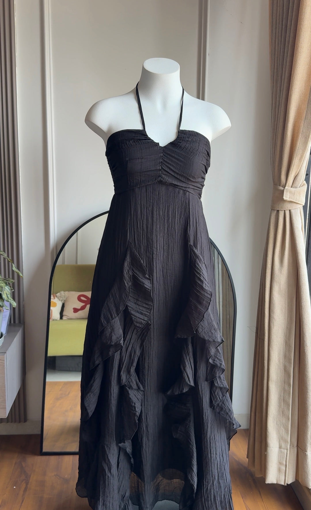 Rory frill halter neck dress