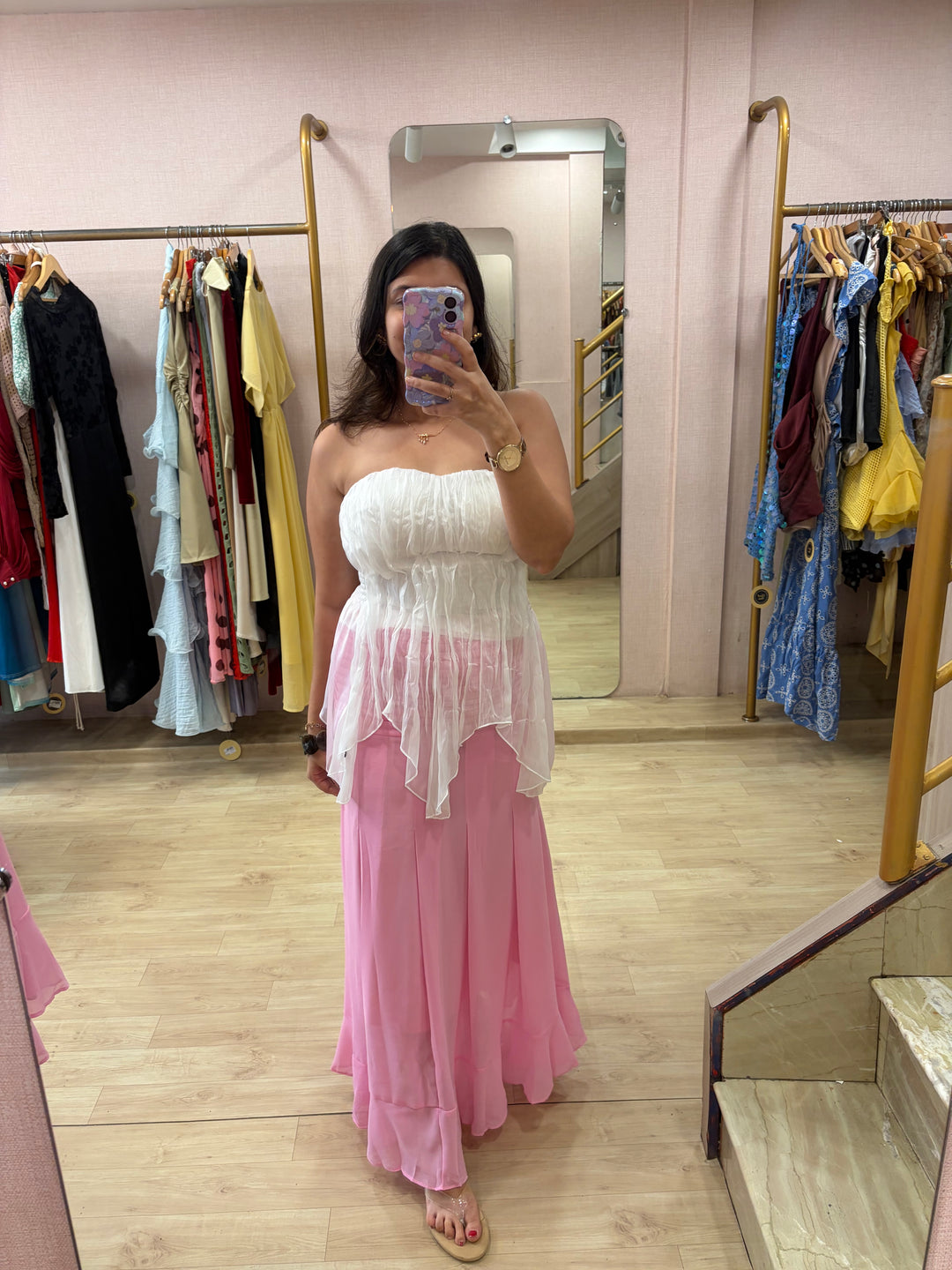 Chrissy polka dot maxi skirt