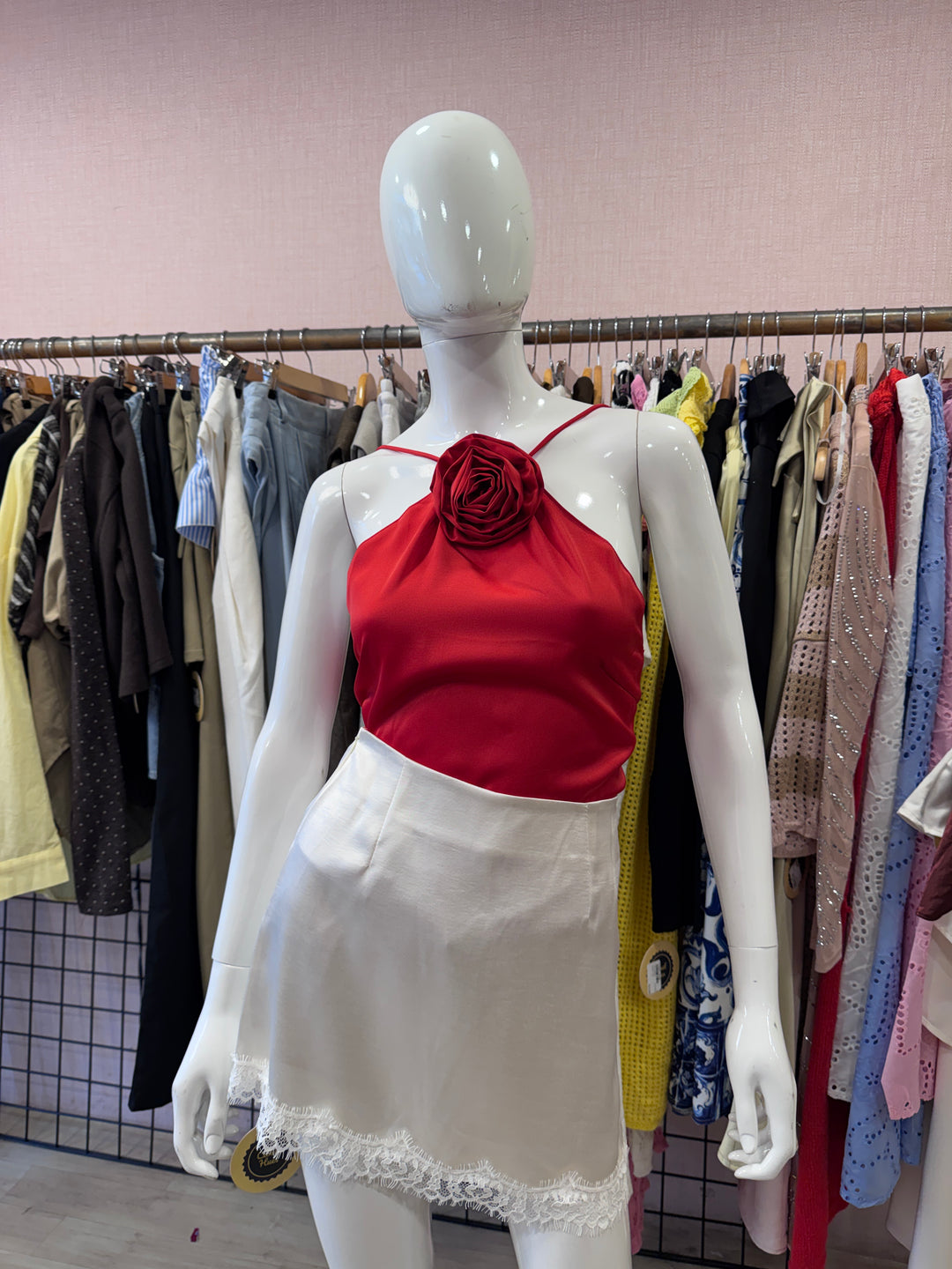 Rosy halter neck top