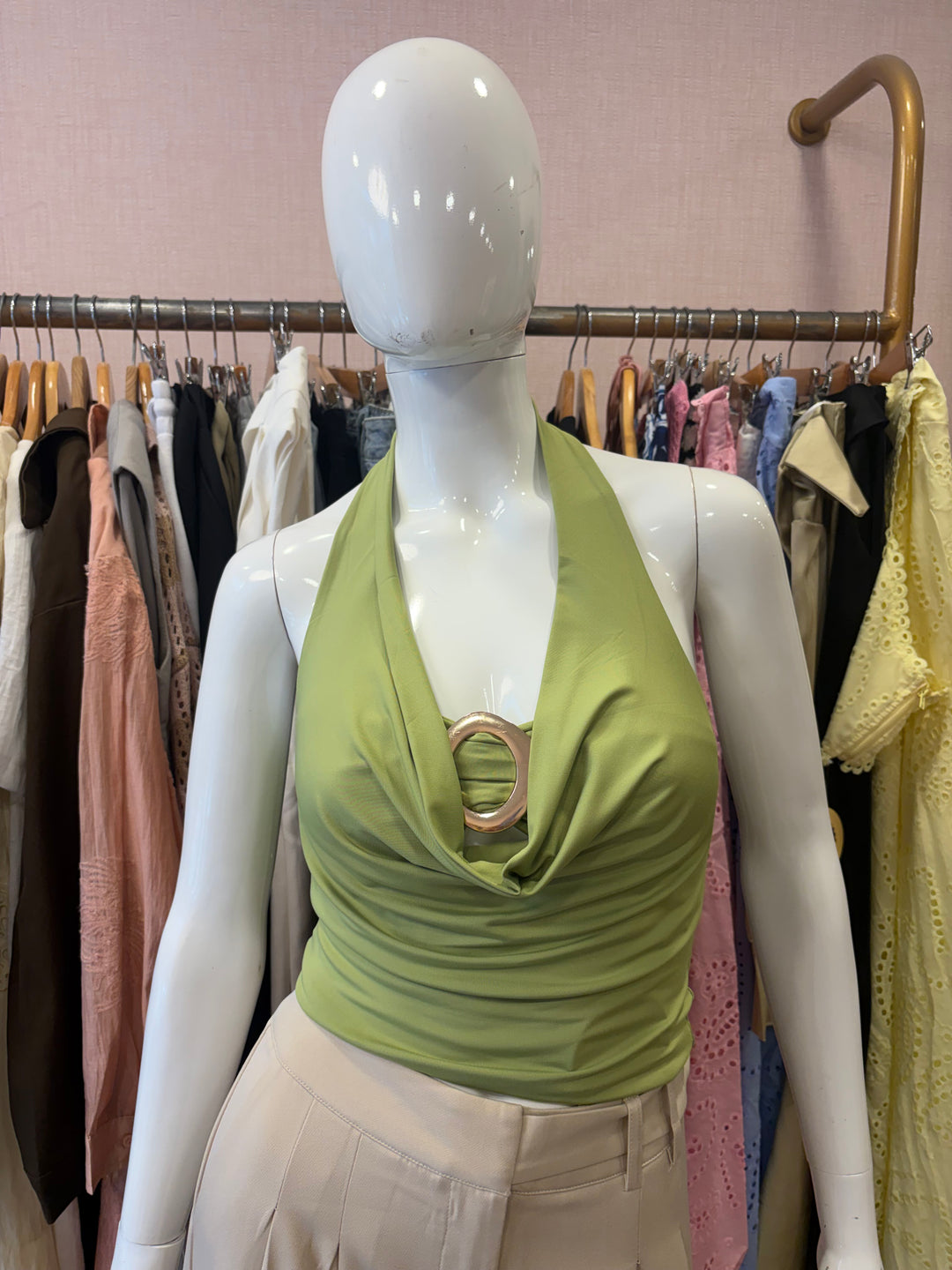 Dora halter neck crop top-Green Preorder
