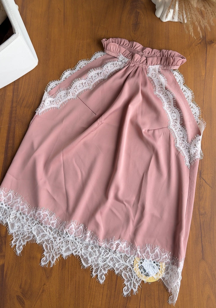 Lennon high neck ruffle top