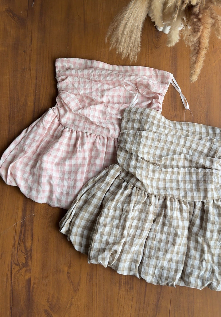 Sienna gingham tube top