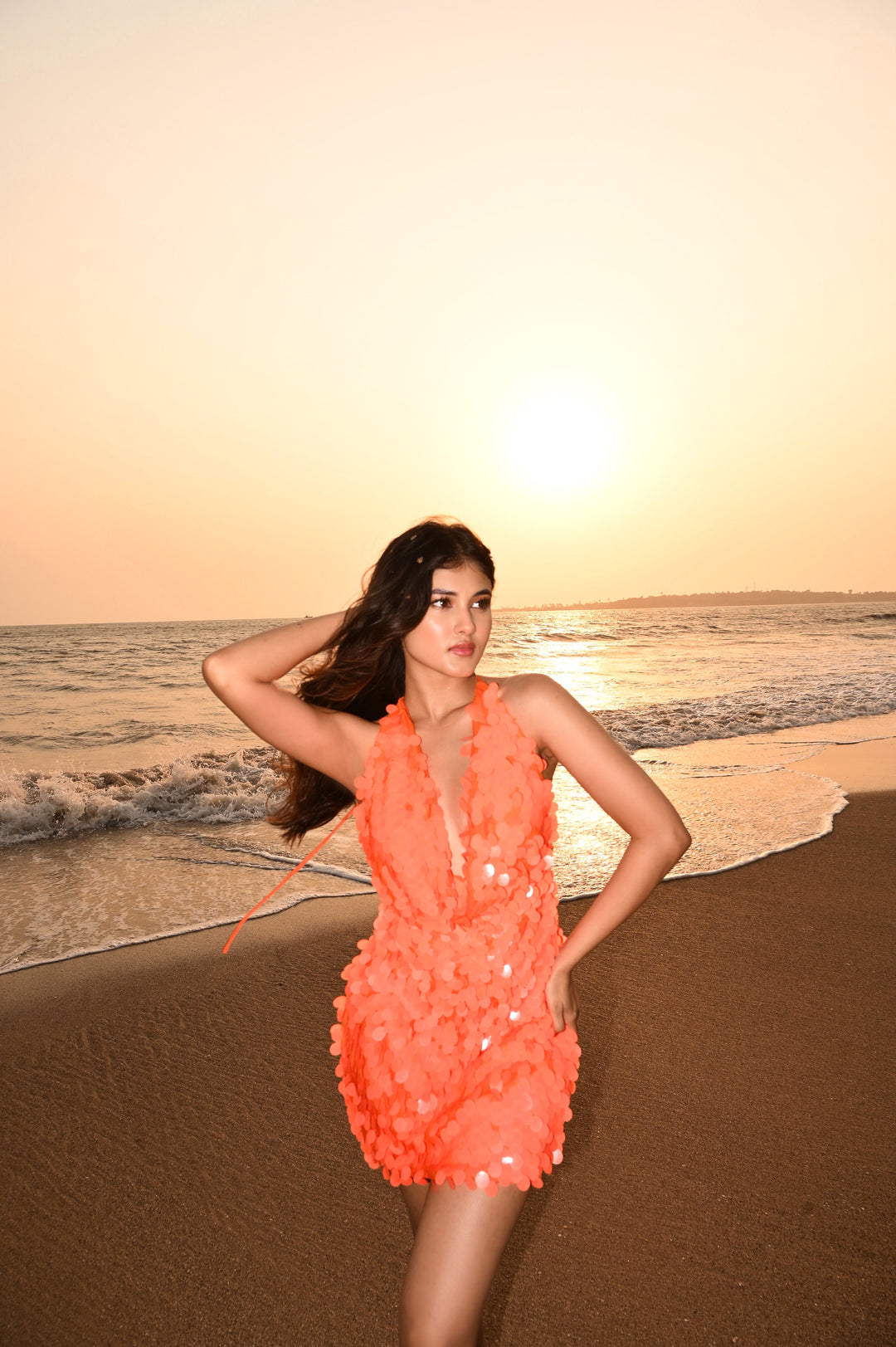 Sorbet sequin backless dress