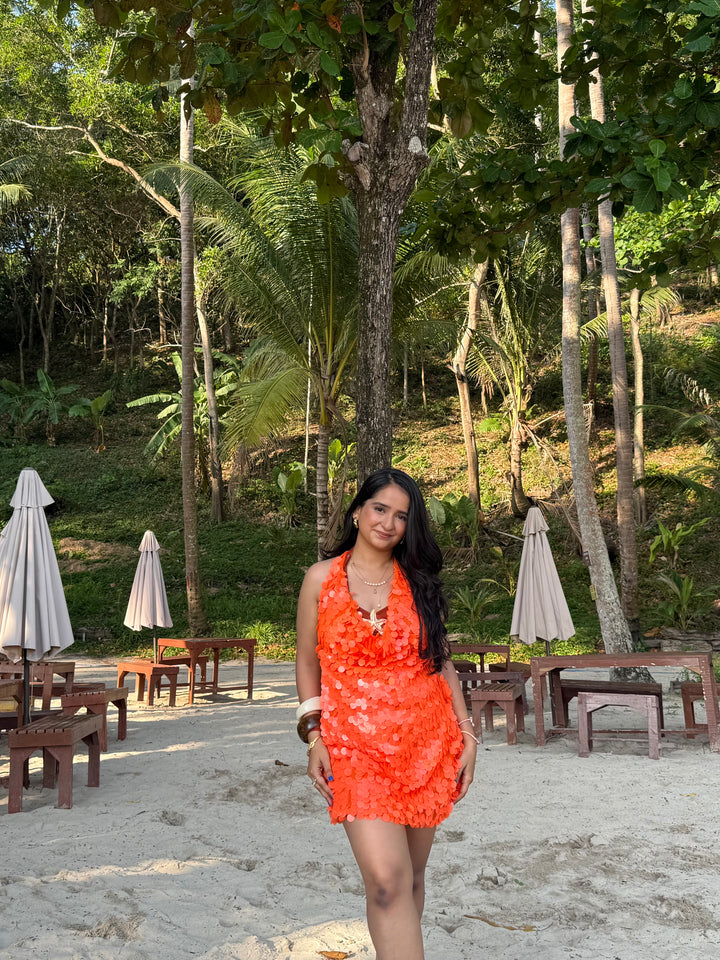 Sorbet sequin backless dress