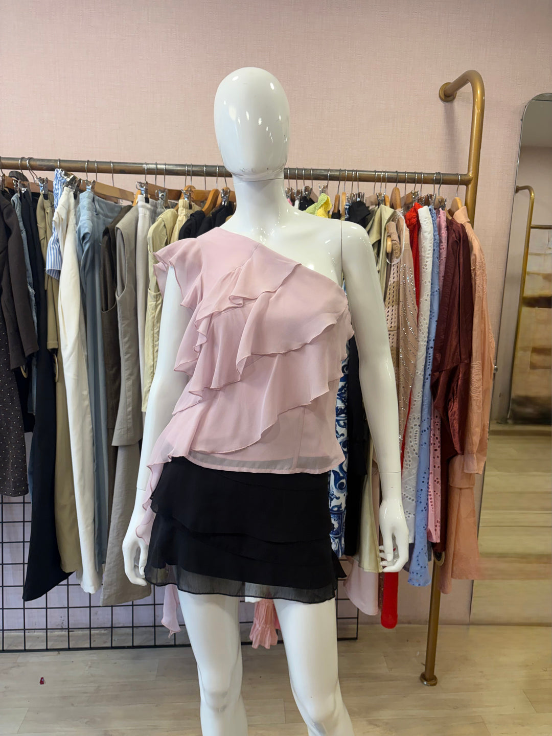 Vivian one shoulder frill top