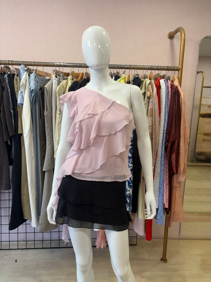 Vivian one shoulder frill top