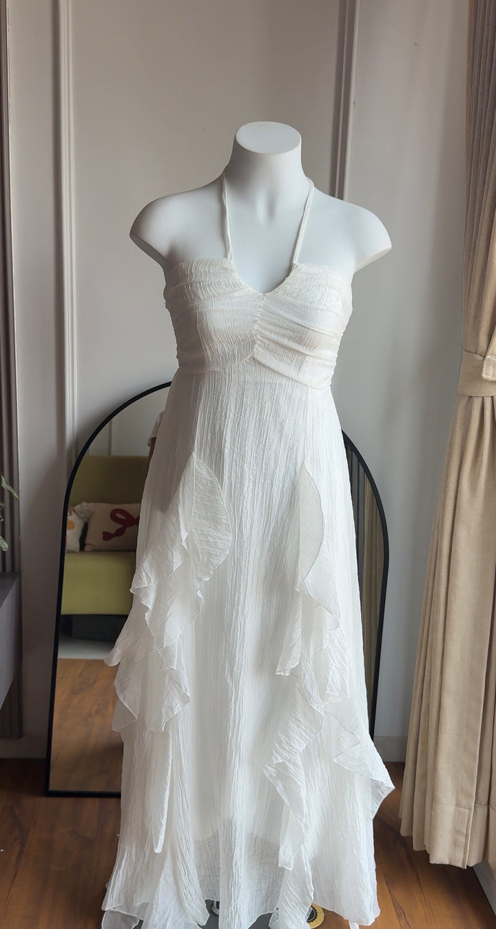 Rory frill halter neck dress