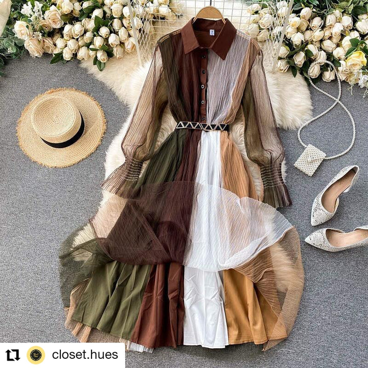 Alberg Mesh Sleeve Dress