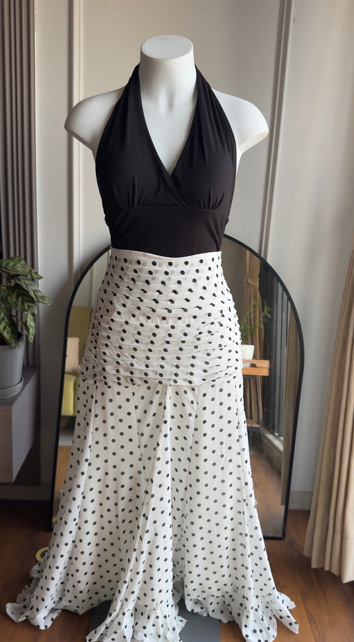 Chrissy polka dot maxi skirt