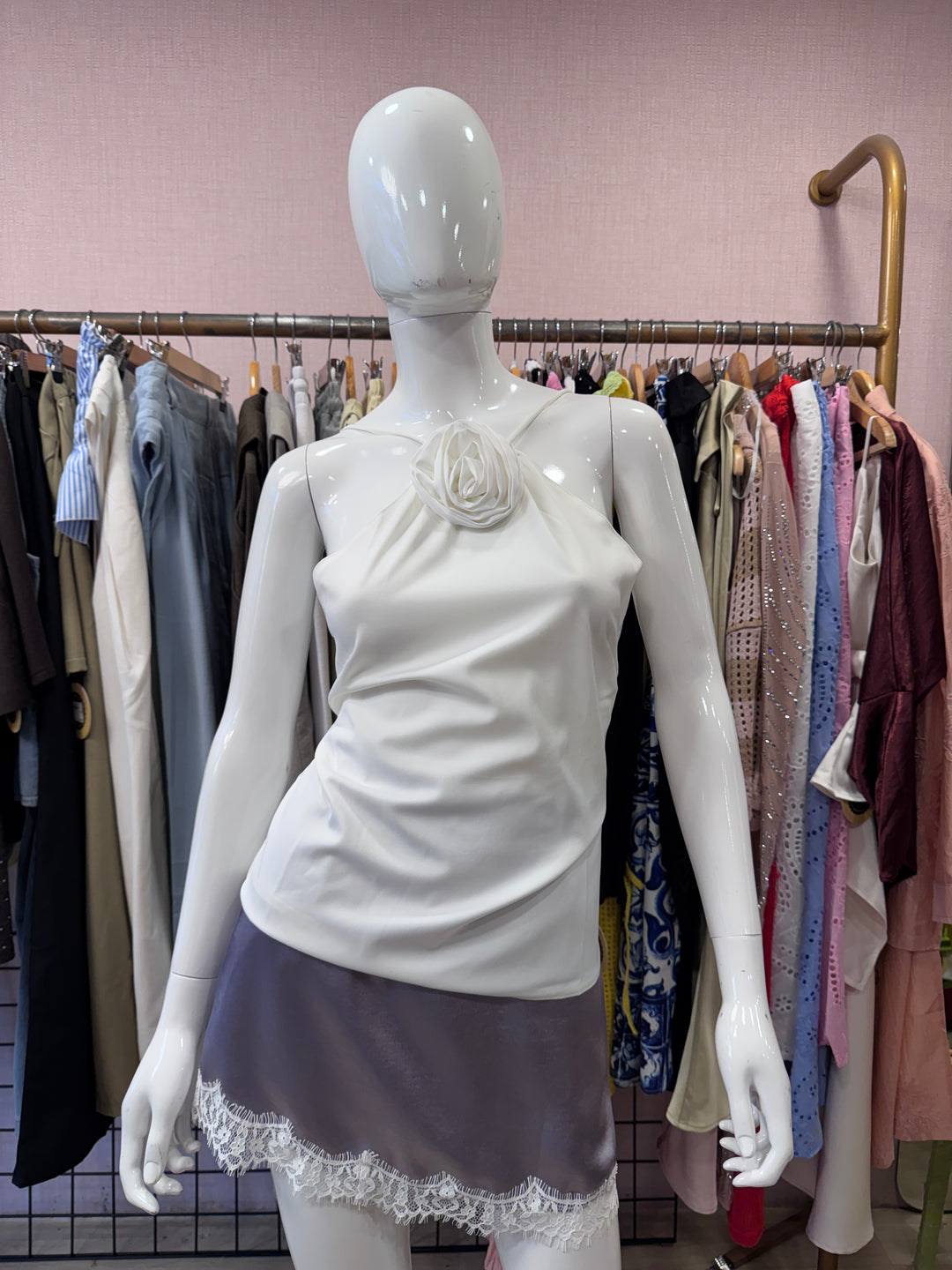 Rosy halter neck top