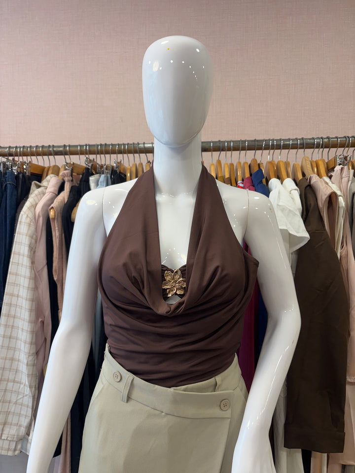 Bennet cowl neck top with tube chunky stud inner