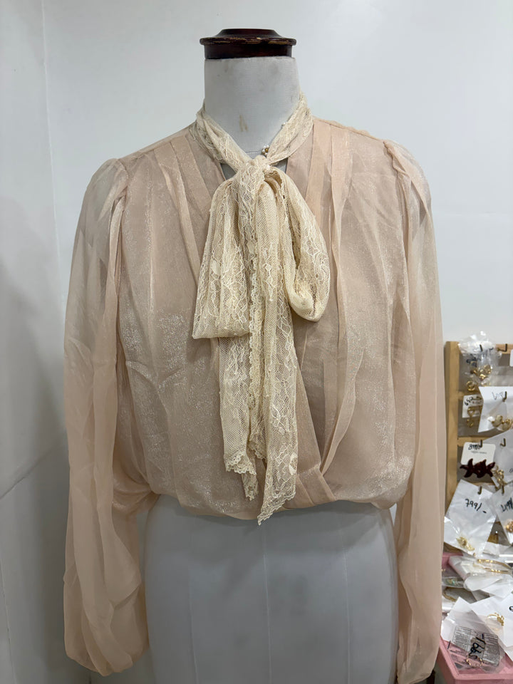 Full sleeves party top- beige
