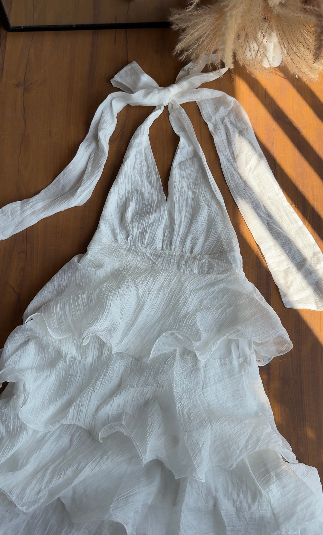 Rachel halter neck frill dress