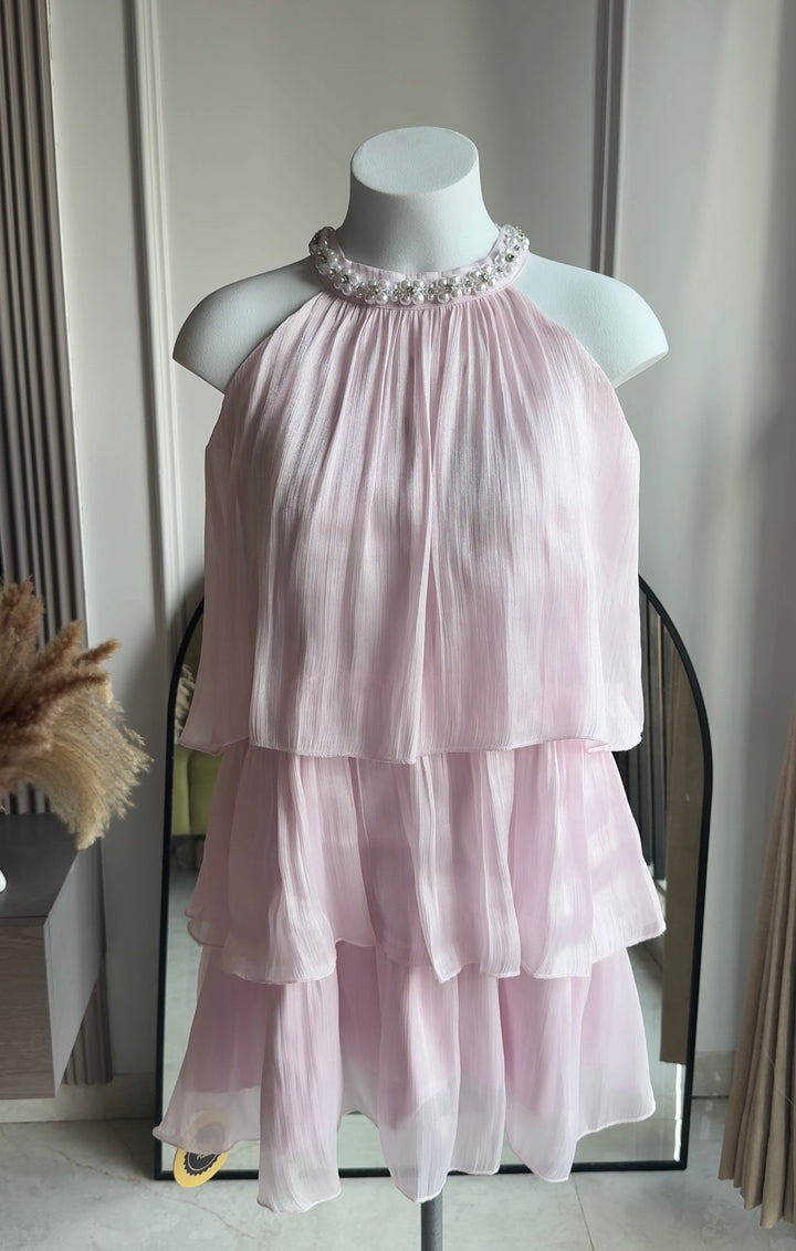 Piccadilly diamond studded dress-Baby Pink Preorder