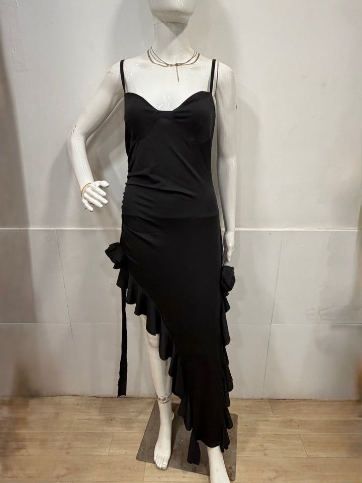Black strap party gown