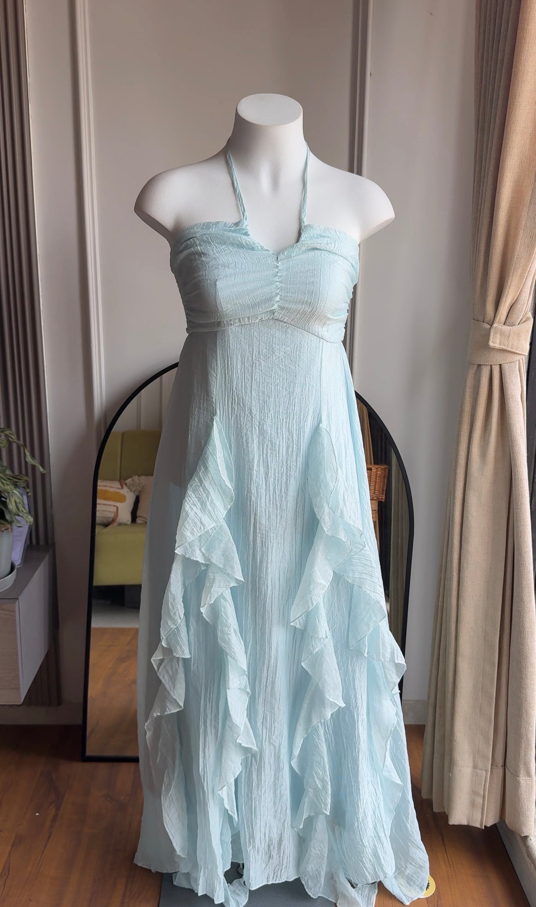 Rory frill halter neck dress