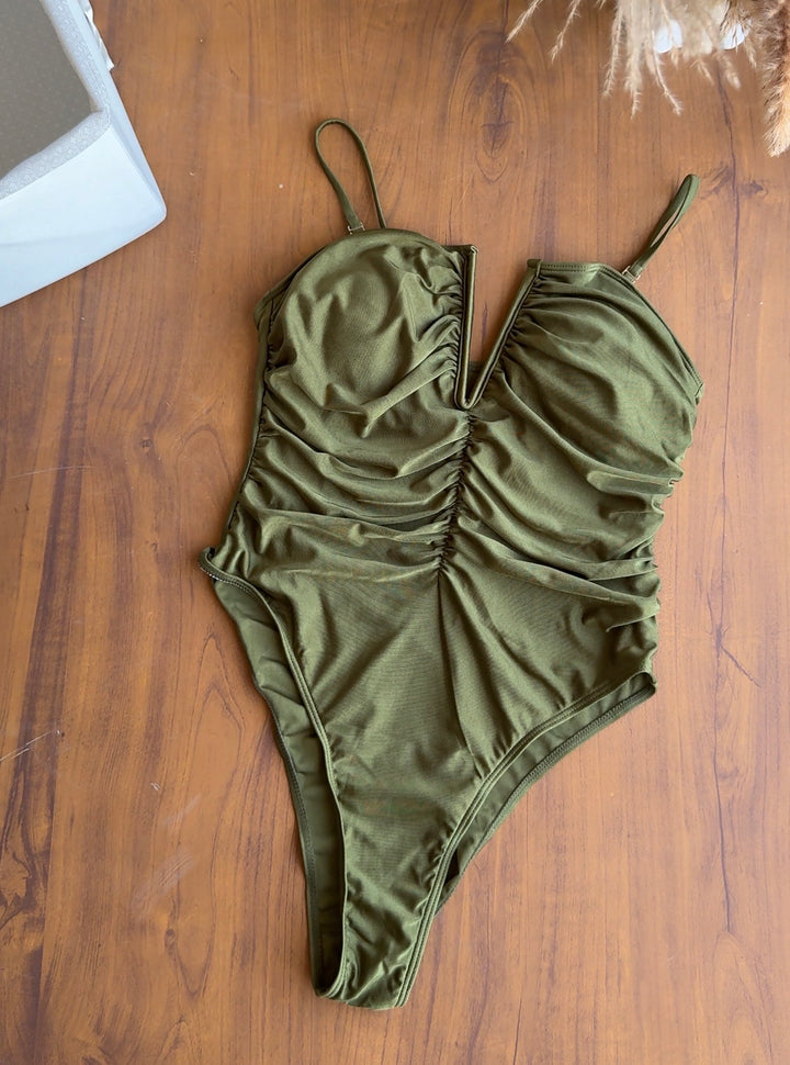 Hay ruched v neck swimsuit