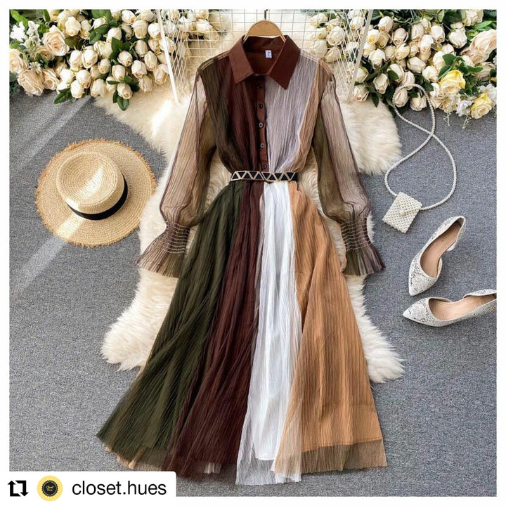 Alberg Mesh Sleeve Dress