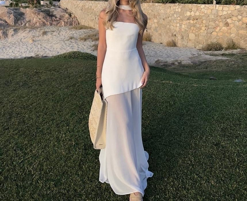 Tabitha tube dress with mesh stole