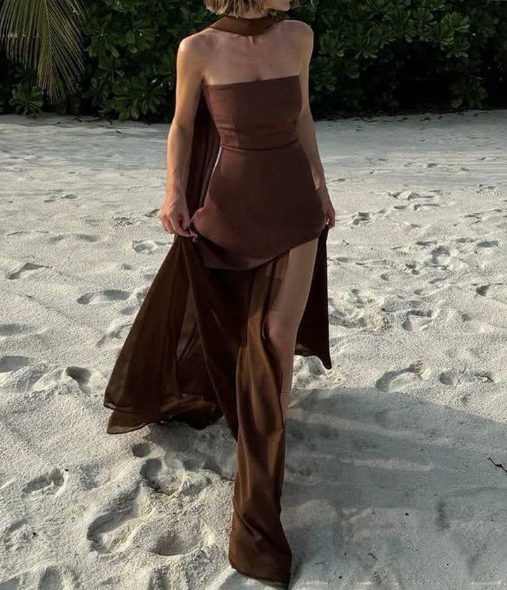 Tabitha tube dress with mesh stole