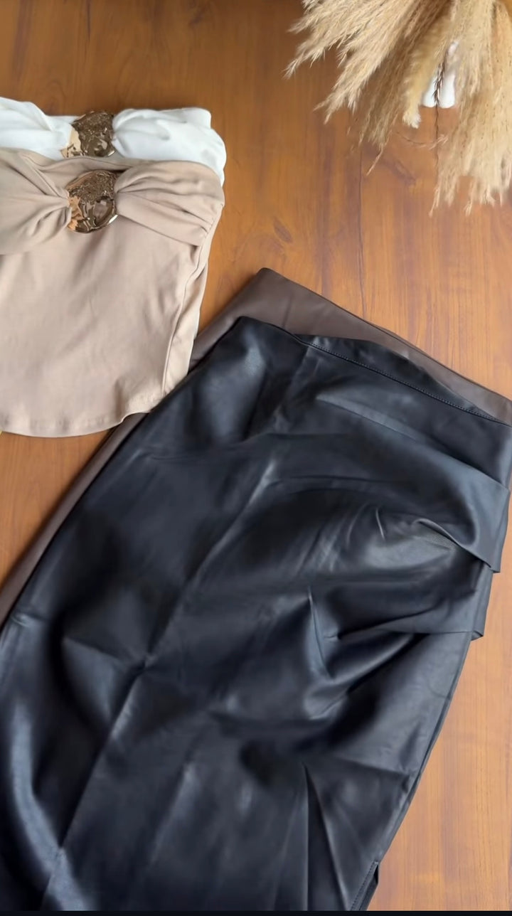 Chuck high waist leather skirt