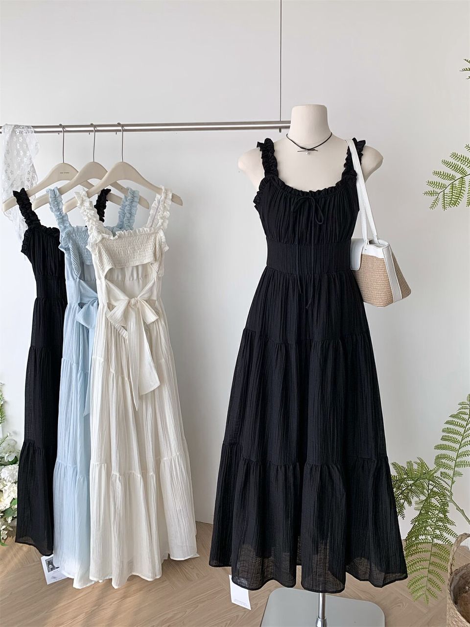 Smoke ruffle midi dress