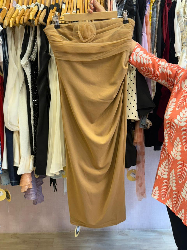 Katherine mesh tube dress with bow