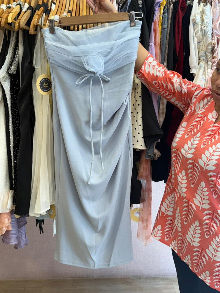 Katherine mesh tube dress with bow