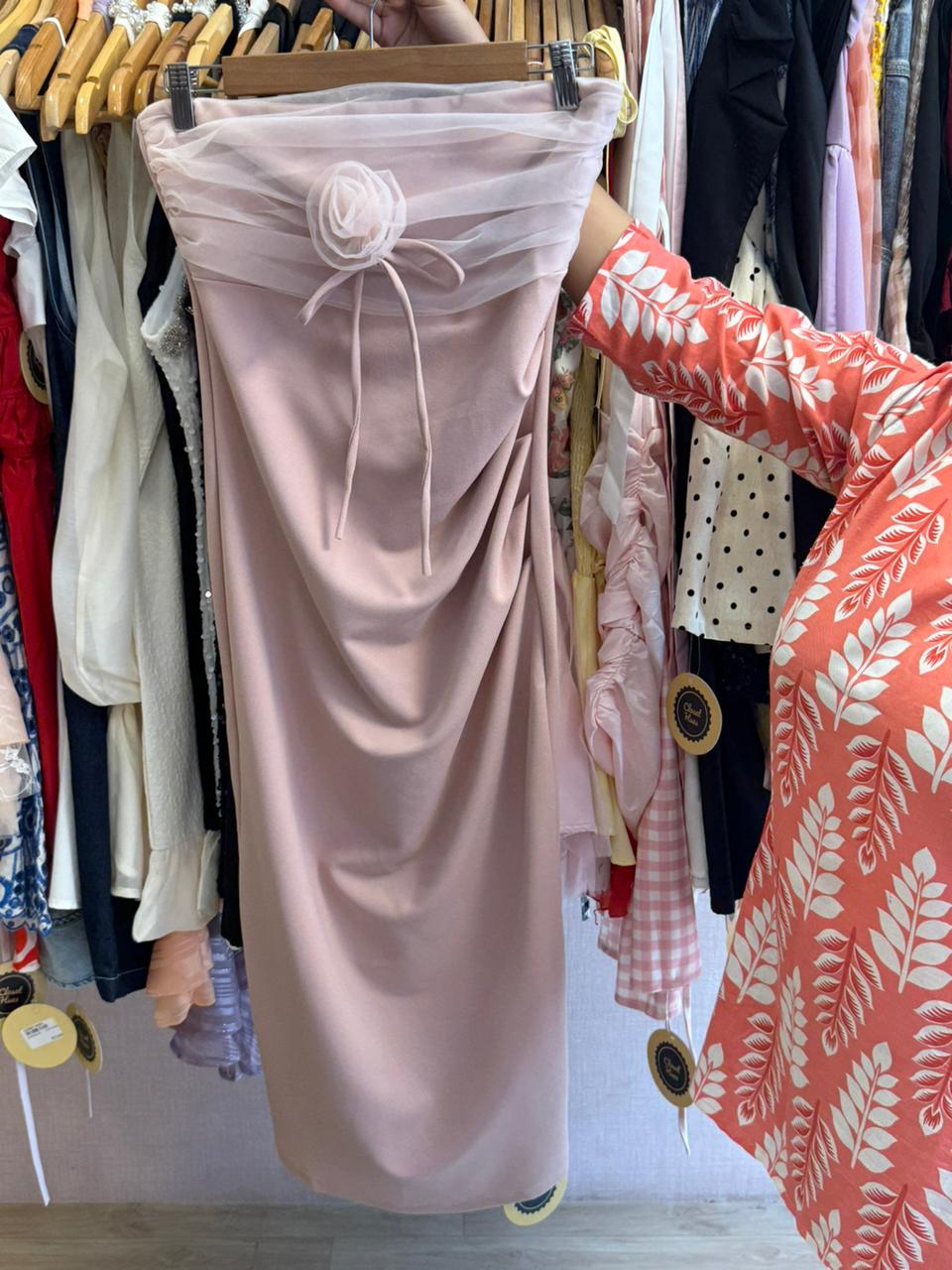 Katherine mesh tube dress with bow