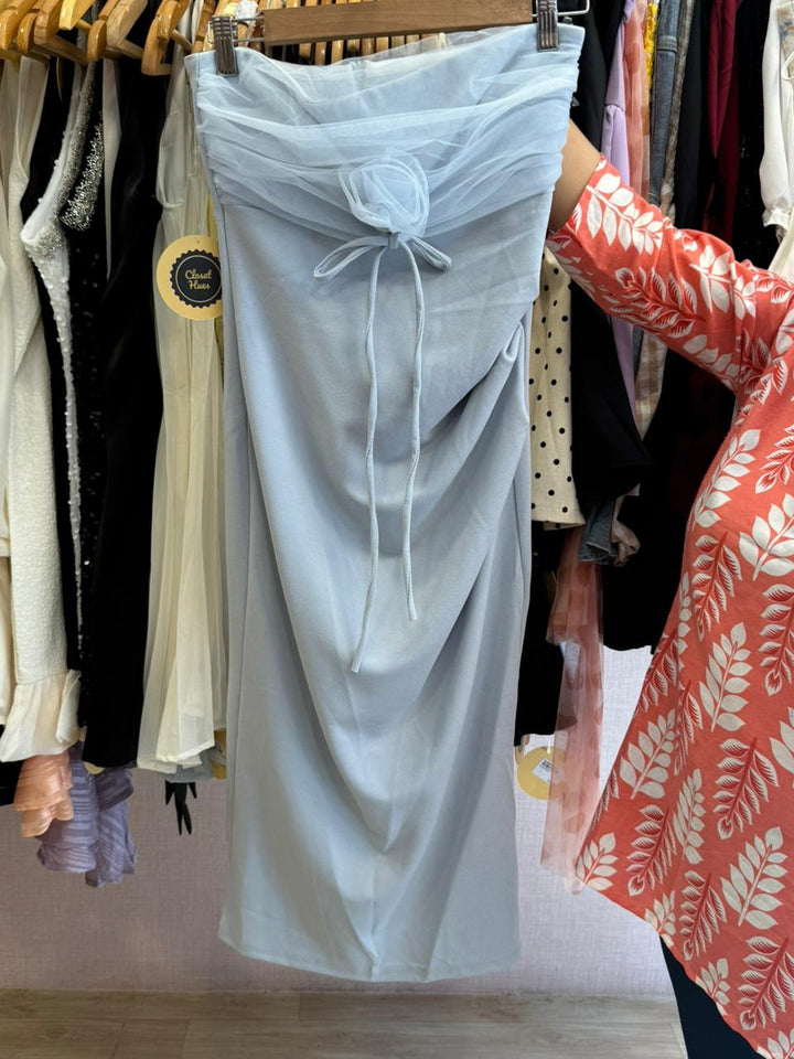 Katherine mesh tube dress with bow