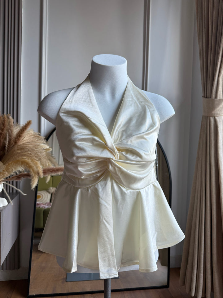 Pamela halter neck satin silk top