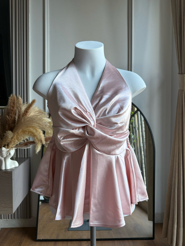 Pamela halter neck satin silk top