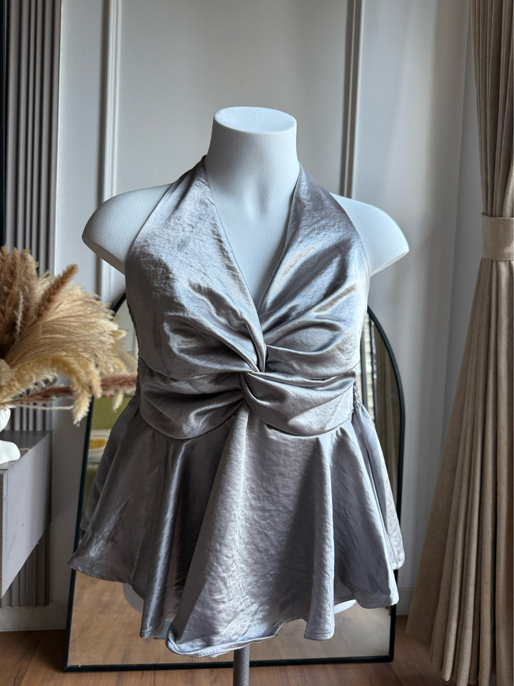 Pamela halter neck satin silk top