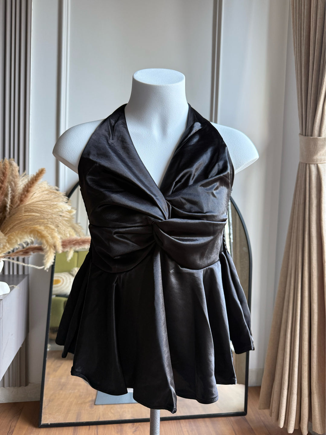 Pamela halter neck satin silk top