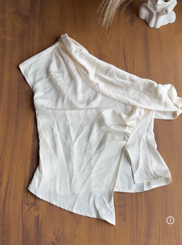 Sabrina satin silk one shoulder top
