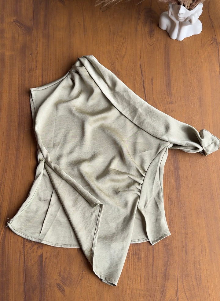 Sabrina satin silk one shoulder top