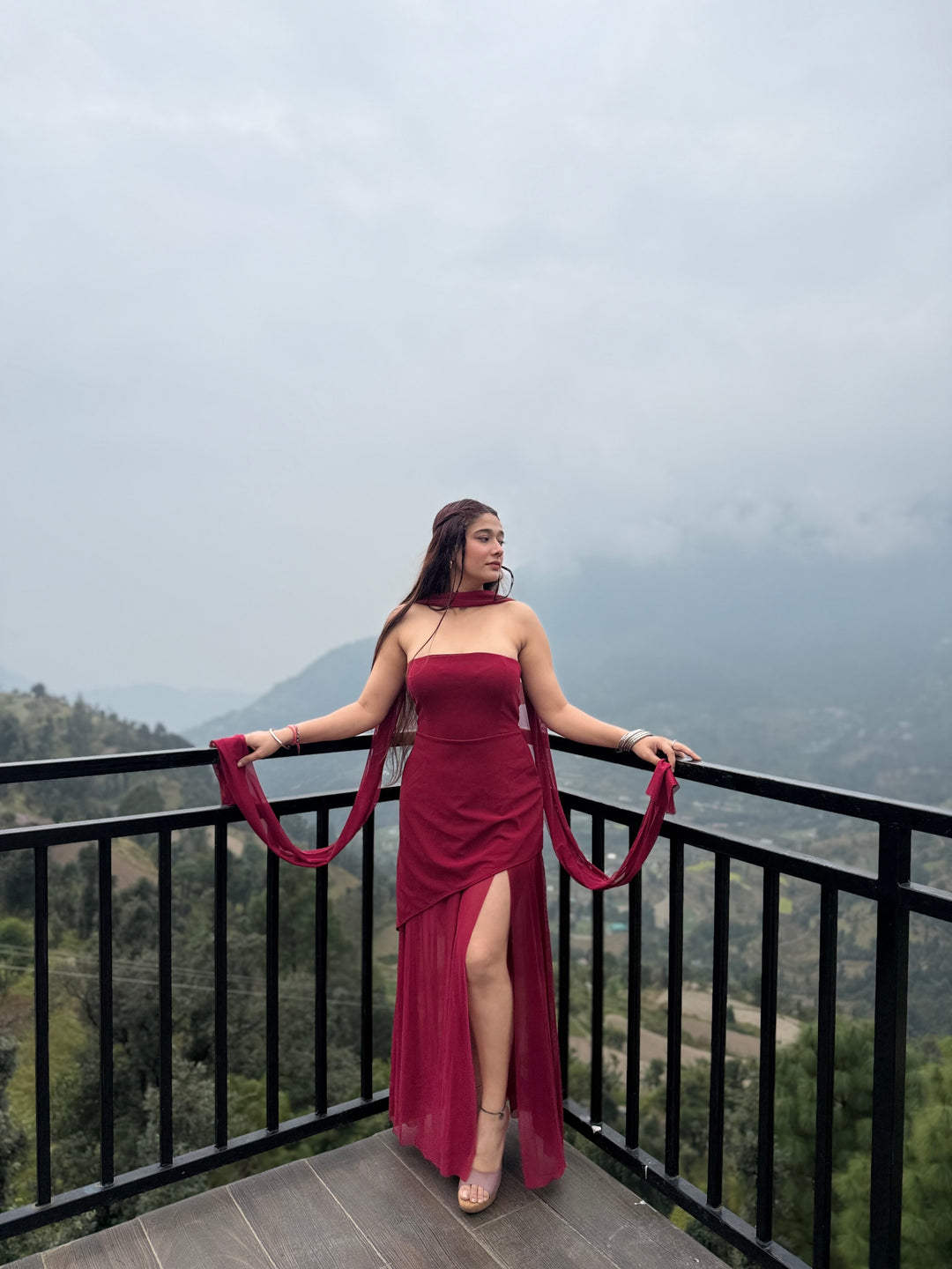 Tabitha tube dress with mesh stole