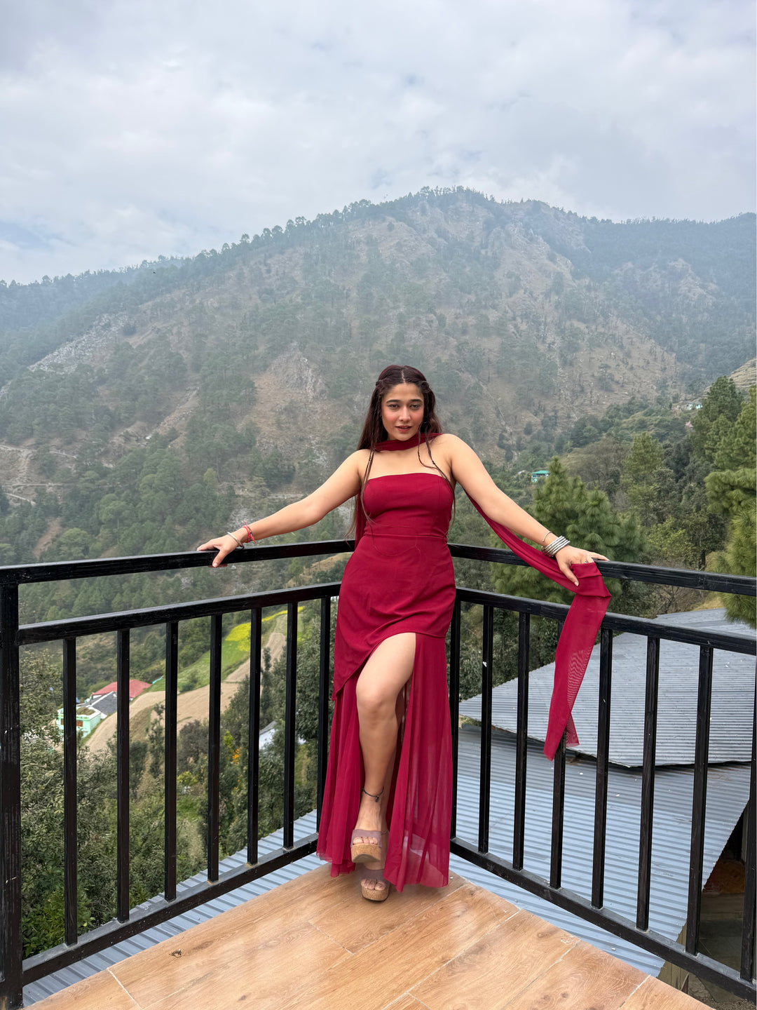 Tabitha tube dress with mesh stole