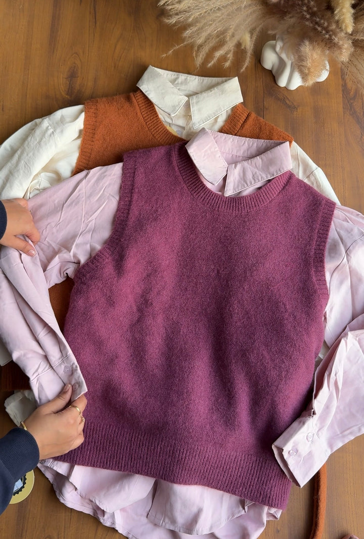 Leigha vest with shirt- Rust Preorder