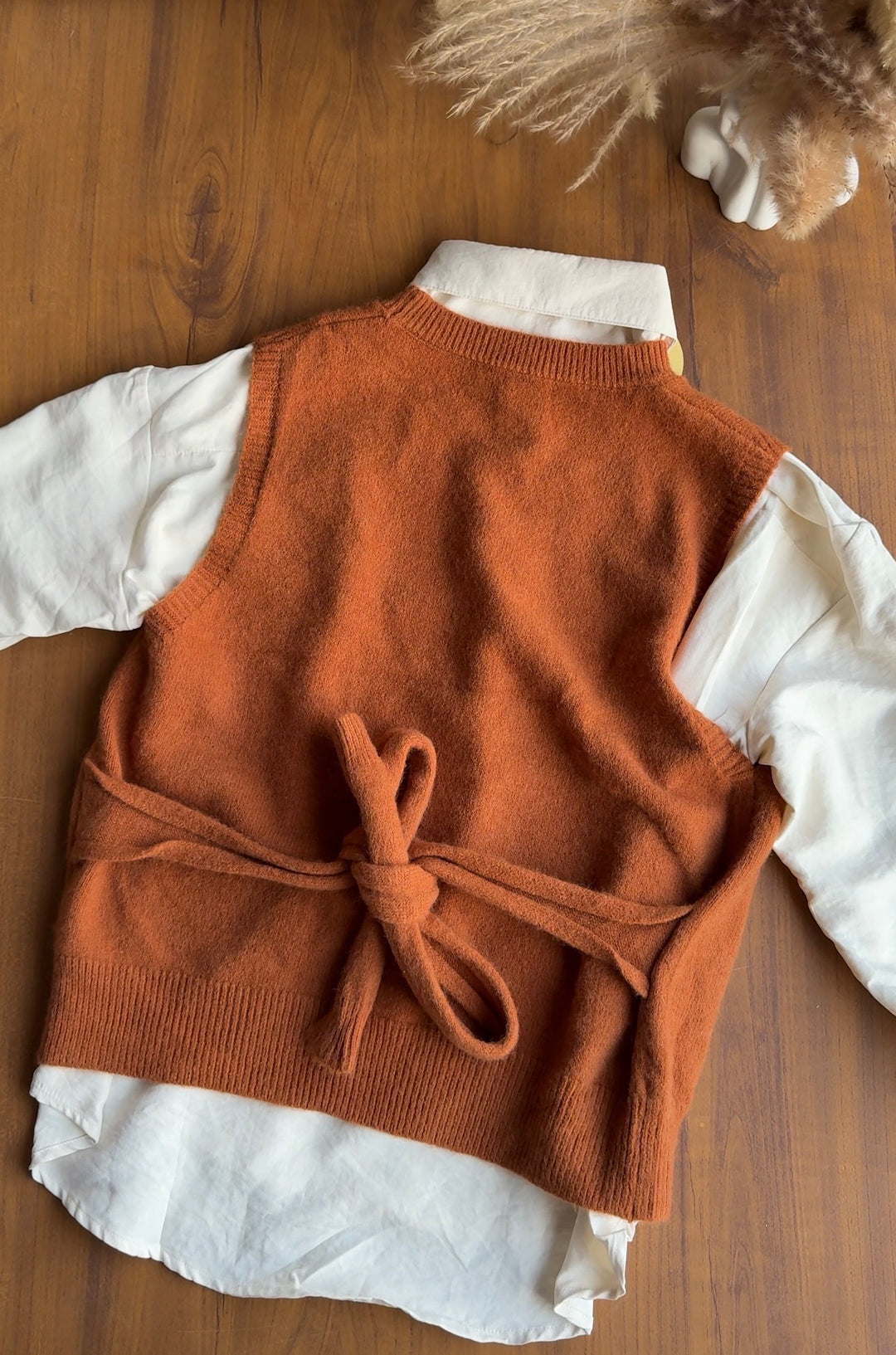Leigha vest with shirt- Rust Preorder